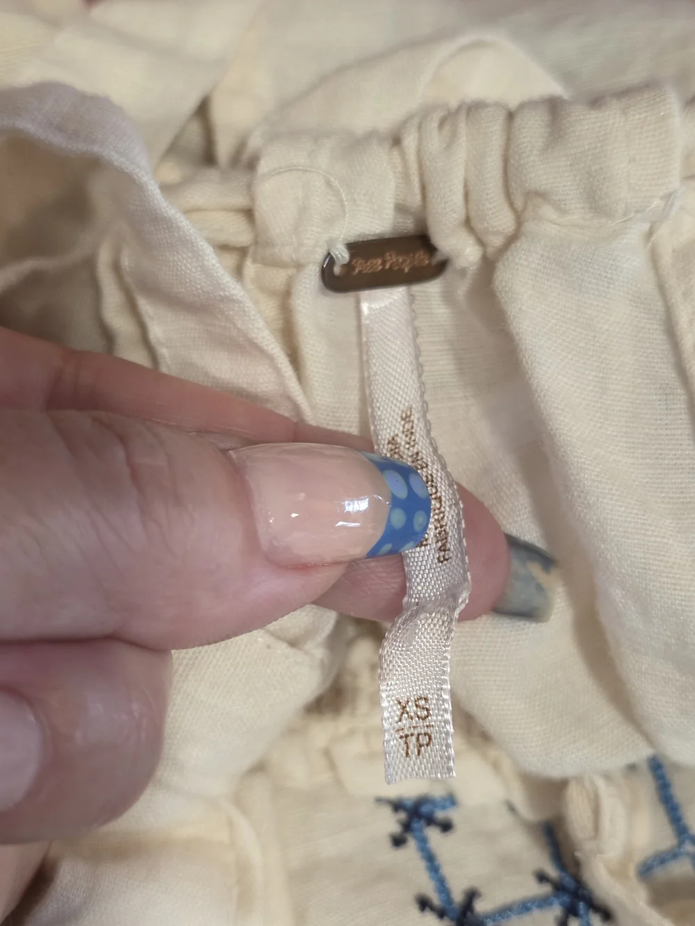 Free People XS Honey Pie Cream Halter Crop Top with Pink Rose Embroidery